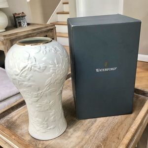 Waterford 10 1/2” Rose Vase with Gold Trim